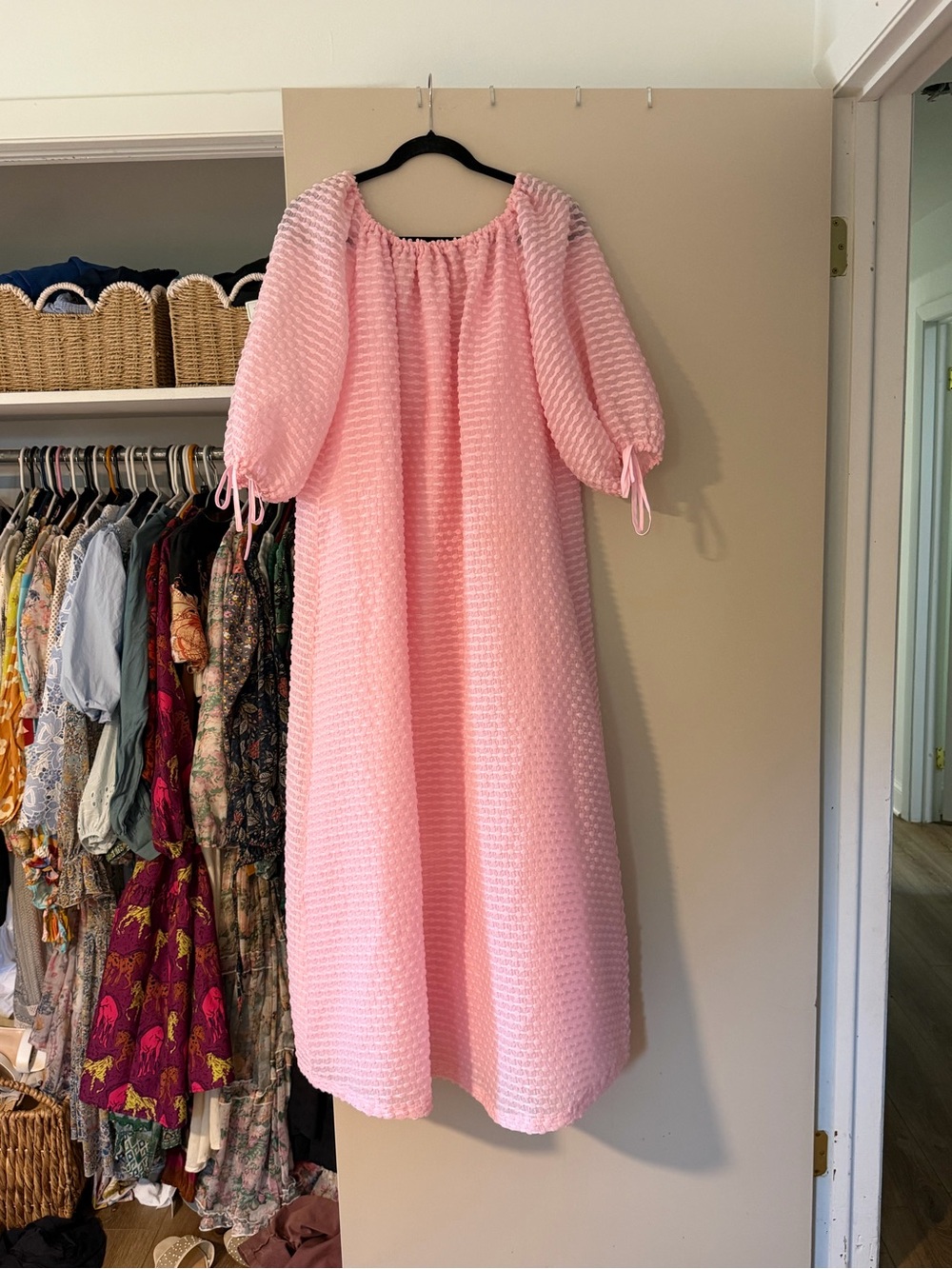 ASOS Pink Textured Midi Dress